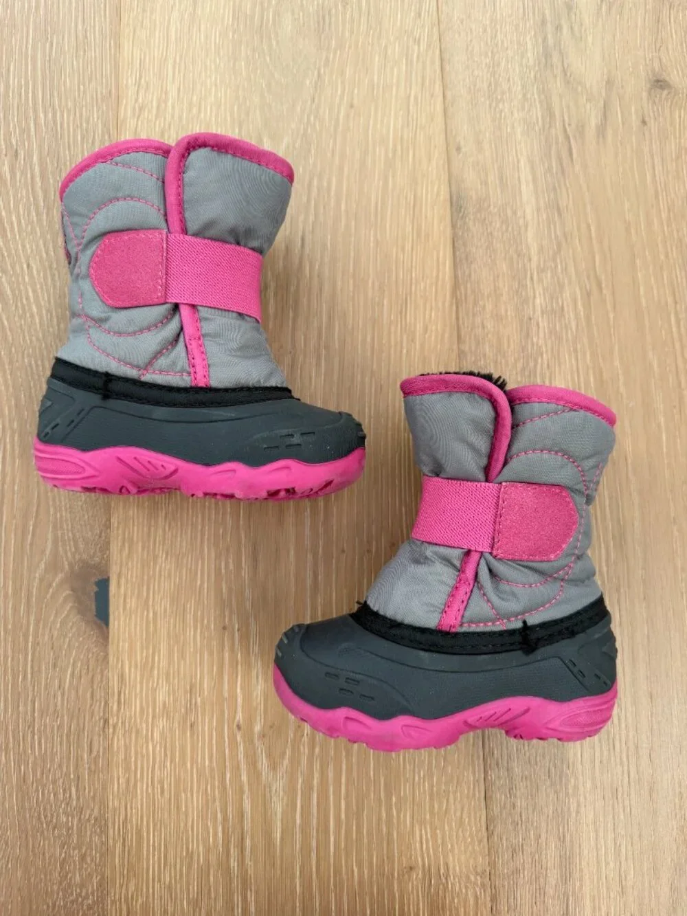 Kamik Snow Boots Toddler 5 Snowbug5 Pink Gray Black Magenta Faux Fur Kids